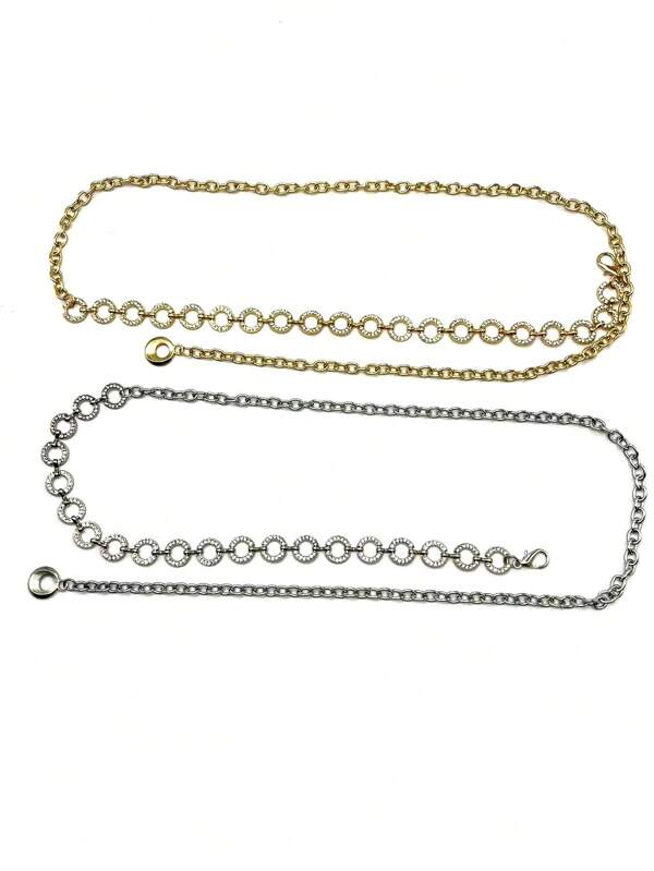 Vintage Rhinestone Encrusted Ring Belt, Versatile Fashion Waist Chain Dress Accessory