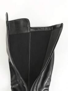 Knee High Boots For Women Chunky Heel Pointed Toe Boots Side Zipper Long Boots For Winter Fall - màu đen - Xem 6