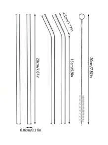一套（4根吸管+1个吸管刷），耐高温，透明玻璃管，可清洗重复使用，适用于饮用果汁、厨具、圣诞礼物、学校用品