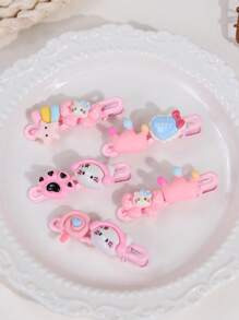 Sanrio Sanrio 2pcs/5pcs Kuromi Hello Kitty Melody Hair Clip Set, Cute Cartoon Alligator Clips & Sweet Hair Tie Rope For Girls' Daily/Bathroom/Summer Use & Role Playing Performance, Cute Cartoon Hair Accessories Claw Clips Hair Slide Hair Barrettes