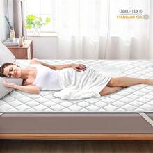 1Pieza Protector de Colchón Transpirable con 4 Cintas Elásticas (Sin Funda de Alohada)Silencioso y Lavable Máquina Cubre Colchon para Individual Matrimonial King Size,Color Blanco - Blanco - Ver 7