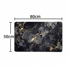 1pc Black And Gold Marble Pattern Floor Mat, Soft Plush Surface, Modern Minimalist Style, Home, Bathroom, Kitchen Decor, Anti-Fatigue Mat Room Decor Bathroom Accessories Back To School Entryway Decor Bathroom Kitchen Decor - Multicolor - View 14