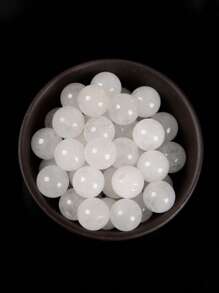 1 Strand White Jade Round Smooth Beads, White Quartz Healing Gemstone Beads For DIY Jewelry Making Bracelet Necklace 4mm 6mm 8mm 10mm