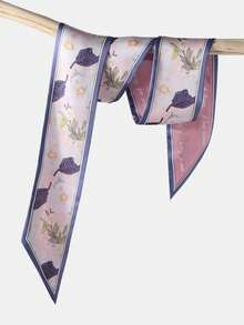 5 件/套优雅真丝围巾和花卉图案发带和头带和发带，多用途，适合日常生活和度假头巾头带吸汗带，发饰