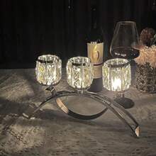 1pc 3-Arm Crystal Candle Holder, Arch Style Candle Stand, Home & Wedding Decor, Restaurant, Cabinet Display, Perfect Gift For Mother, Girlfriend, Room Decoration