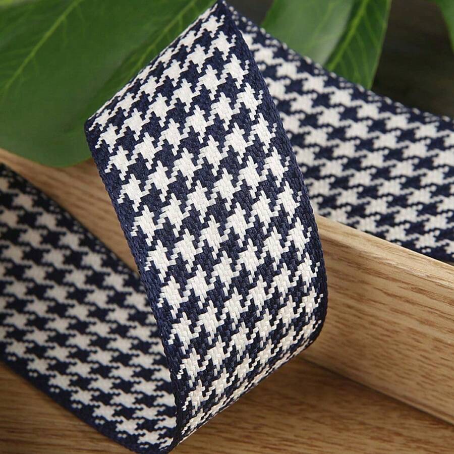 双色千鸟格编织丝带，手工 DIY 蝴蝶结发饰，鞋花制作材料，格子丝带