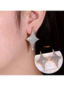 1 Stück elegante mit Sternen eingelegte Ohrringe aus kubischem Zirkonia, modische Accessoires für Frauen für Hochzeiten, Verlobungsfeiern, Veranstaltungen, Geschenk für sie