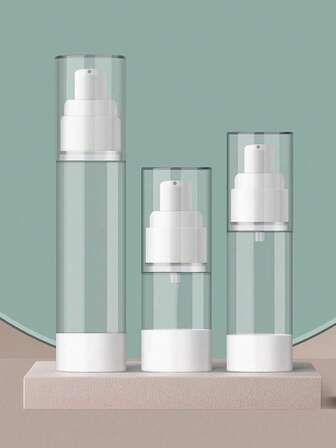 2 piezas Botellas airless cosméticas transparentes de 30ml, 50ml y 100ml con bomba dispensadora, tamaño de viaje, contenedor para cremas, geles, lociones, botella rociadora actualizada, botella de vacío, perfume, botella rociadora de líquido hidratante