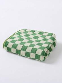 Checkerboard Coral Velvet Quick Dry Soft Absorbent Checkered Print Towel, Lint-Free, Suitable For Adult, Couples, Bath, Shower, Face, Home Use - 1pc Towel (34x75cm) Or 1pc Bath Towel (70x140cm), Or 1 Set (Towel + Bath Towel) Home Bathroom Decor Fall Decor Back To School For Beauty Salon Home Bathroom