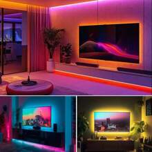 Striscia luminosa a LED RGB per retroilluminazione TV da 100 a 1000 cm, alimentata tramite USB, con telecomando a 24 tasti - Cambia colore, dimmerabile e retroilluminata, adatta per camera da letto, TV, cucina, bar, sala giochi, decorazione per feste