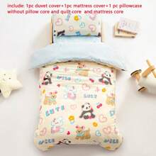 3pcs/Set Cartoon Bear & Dinosaur Printed Bedding Set, Tropical Rainforest Style, Suitable For Nursery, Kindergarten Nap Mat, Children's Bedroom, Includes 1 Duvet Cover (47*59in), 1 Pillow Sham (23*53in), 1 Pillowcase (11*19in) (Without Filler)