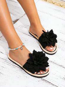 Fashionable Women Linen Rope Slippers, Lightweight & Elegant Floral Sandals, New Rainbow Sunflower Beach Flip Flops, Minimalist Bohemian-Style Thong Sandals