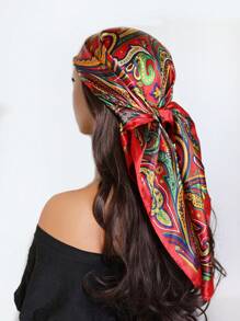 1 pièce Foulard carré en satin imprimé cachemire pour femmes, mode, convient pour les fêtes et l'usage quotidien, peut être utilisé comme bandana, fichu ou serre-tête. Accessoire idéal pour habiller votre look.