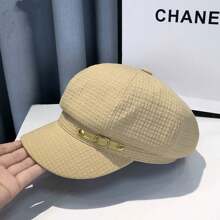 1 Stück Damen Achteckiger Barett mit verstellbarem Seil und Metallschnalle, Outdoor Lässig Mode Accessoire für Frühling, Sommer, Herbst, Hut, modischer Gesichtsschutz, elegantes Detaildesign, strukturierter Stoff