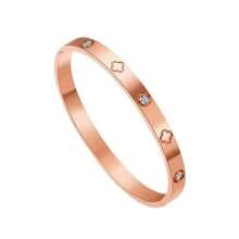 Titanium Steel Bracelet, Mirror Polished, Vacuum Electroplated, Non-Fading, Cubic Zirconia, Lucky Four-Leaf Clover, Classic & Fashionable Style, Suitable For Daily Wear, Weddings, Schools, Formal Evenings