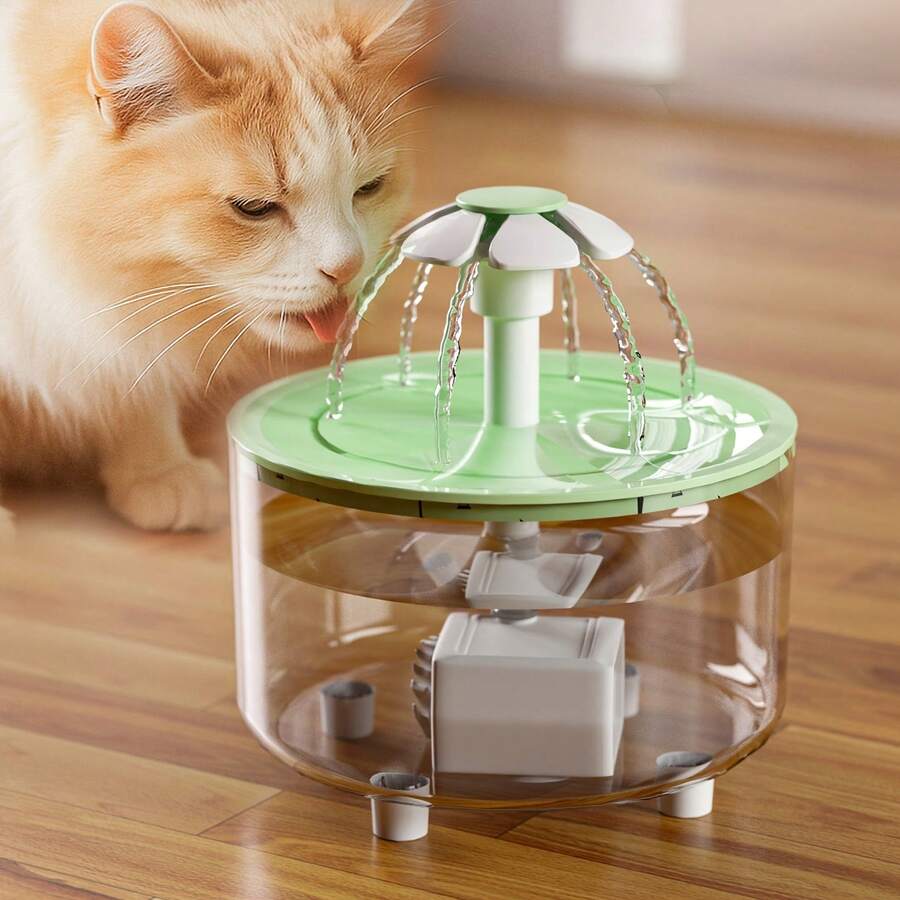 1.5L Transparent Flower Shaped Pet Water Dispenser, For Cats & Dogs - Multicolor - View 1