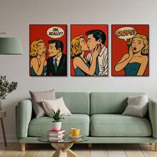 Set Of 1/3 Pcs Vintage Pop Art Wall Arts Posters, Comic Style Prints, Bold Colorful Cafe Decor, Mid Century Modern Vibes, Modern Coffee House Living Room Bedroom Home Decoration Unframed-Style