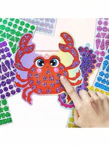 Set di adesivi a mosaico 2-in-1 a tema oceano, libro di adesivi per dipingere, adesivi decorativi lucidi fai da te, segnalibri fai da te, regalo per compleanni, Natale, Ognissanti, feste del Ringraziamento