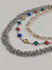 2025 New Model Pearl Pants Chain Three Layers Locomotive Chain Fashionable Men And Women Hip Hop Accessories Retro Keychain