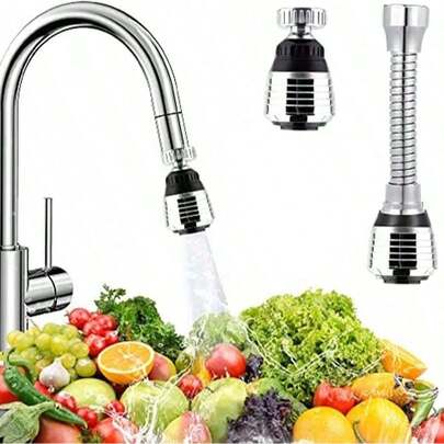 Aérateur de robinet rotatif à 360°, prolongateur de robinet à 2 modes, s'adapte aux robinets d'évier de cuisine de 22/24 mm, compatible avec les robinets courts et longs
