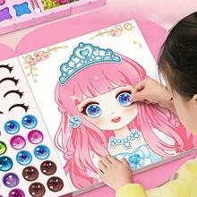 1件/4件套女孩换装贴纸书,卡通公主换装贴纸书,可爱复古人物化妆拼图书,女孩换装DIY贴纸,可以激发孩子的想象力和创造力,并通过游戏锻炼他们的动手能力和审美能力。 - 彩色 - 查看 2
