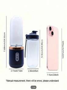 1 pieza Licuadora/Exprimidor portátil 2 en 1 con diseño de doble vaso, cuchillas de acero inoxidable, recargable por USB, fácil de limpiar para hacer smoothies, cubitos de hielo, uso en cocina y exterior, regalo perfecto para el Día de San Valentín y Día de la Madre | Diseño moderno y elegante | Plástico ABS grado alimentario