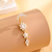 1 Stück Bauchnabel Ring aus Edelstahl mit eingebettetem Zirkonia, klassischer Bauchschmuck für Frauen, geeignet für den täglichen Gebrauch, Urlaub & Lässig