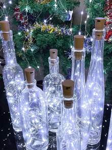 10个装防水电池供电酒瓶灯，带软木塞，适用于派对、婚礼、圣诞节、节日、酒吧装饰、迷你仙女灯、DIY，白色 - 白色 - 查看 2
