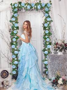 1个200厘米/6.5英尺人造玫瑰藤蔓花环，假藤蔓丝绸花环。适用于室内外家居装饰、户外装饰、卧室装饰、房间装饰、婚礼装饰、婚礼拱门、花园装饰、墙面装饰、情人节装饰和礼物。秋季装饰、房间装饰