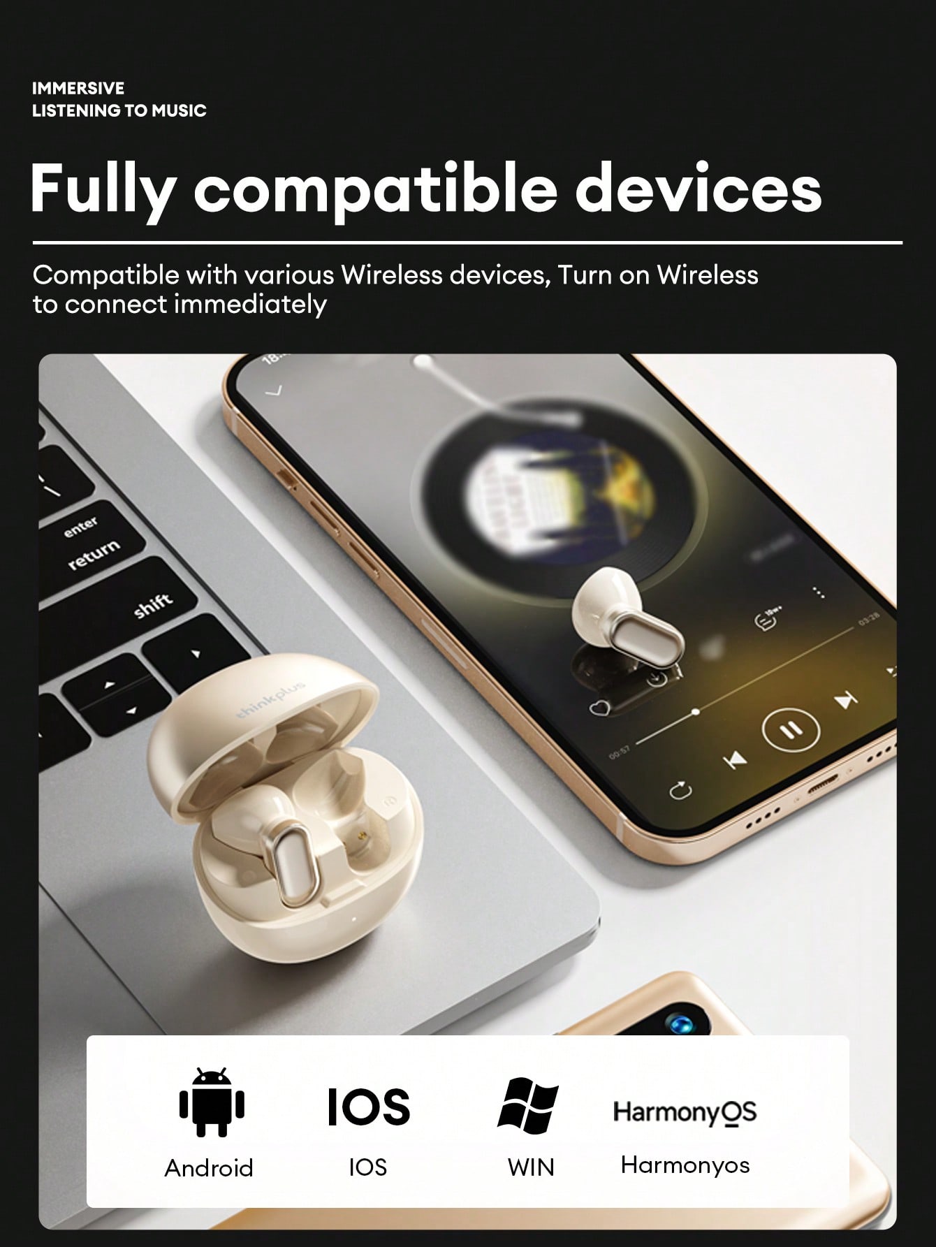 Lenovo سماعات أذن بلوتوث Lenovo LP19PRO، نصف داخلي...