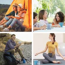 Collapsible Cup-Silicone Small Foldable-Expandable Folding Drinking-Reusable Portable Mugs Cups With Lids Travel, Camping, Hiking, Holiday, Outdoor Sports, Indoors - 天藍色+藍色 - 查看 10