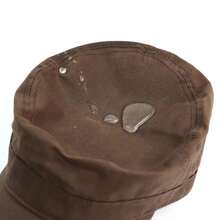 Gorras militares de algodón de lona encerada para hombre, gorra militar de cadete impermeable, sombrero de copa plano Vintage de diseño único - marrón oscuro - Ver 4