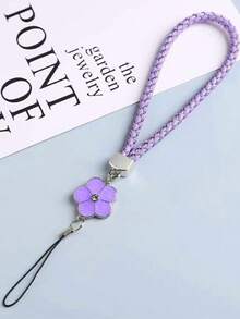 1pc Creative Woven Flower Design Short Phone Lanyard, Anti-Loss And Anti-Drop - One Size - View 2