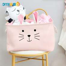 OYHOMO Cute Unicorn & Rabbit Storage Basket Pink Girls Bedroom Organizer Collapsible Thick Fabric Storage Box Laundry Hamper For Toys, Clothes, Books, Bathroom, Living Room