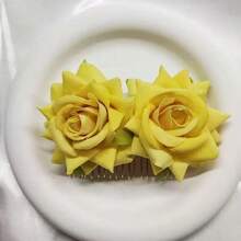 1 Stück Rosen Blumen Haarclip für Frauen, Rosen Blumen Haarzubehör, Hochzeit Haarclip für Flamenco Tänzerin (Rot), Seitenkämme, Schulsachen