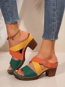 2025 Summer New Women's Comfortable Shoes Stylish Versatile Bestseller - Xanh lá cây Vàng Cam - Xem 2