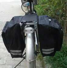 MTB Rear Seat Trunk Rack Pack Waterproof Double Panniers Bag Bike Bicycle - 黑色 - 查看 4
