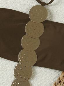 欧美风纯色性感女士连体吊带泳衣