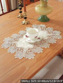 Vải 100% Polyester, ren thêu tinh tế, hòa tan trong nước, khăn trải bàn ăn nhà bếp, khăn phủ tủ, trang trí nhà cửa, tụ họp gia đình, trang trí ngày lễ, trang trí tiệc cưới trong nhà ngoài trời, 1 chiếc - Màu Khaki - Xem 8