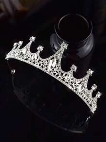 1pc Elegant Palace Style Rhinestone Studded Crown, Suitable For Performance, Birthday, Party, Flower Girl, Photo Shooting, High-End Decorative Kids Hair Accessory