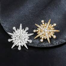 1 件时尚简约八角星星月胸针，锌合金服装衬衫防曝光翻领别针包帽配饰，适合日常佩戴背包学校万圣节珠宝服装配饰包饰办公室配饰 - 胸針 - 查看 6