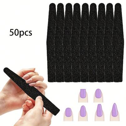50 piezas Limas de uñas profesionales - Papel de lija reutilizable de doble cara para manicura y pedicura - Herramienta ideal para lijar, pulir y suavizar - Papel de lija perfecto para el cuidado del arte de uñas