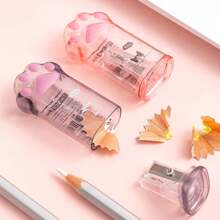 Cute Cat Paw Pencil Sharpener, Manual Office, Home And School Supplies Pencil Sharpener With A Lid, Pink And Grey Pencil Sharpener, Small Handheld Pencil Sharpener, Cat Paw Manual Pencil Sharpener Accessories, Office, Home And School Supplies, Cat Paw Shape With A Lid Suitable For Children, Adults And Students, School Supplies, Student Awards, Children's Gifts, Pencil Sharpener Accessories, Pink And Grey Back To School