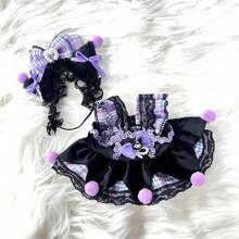 1set Of 2pcs Cosplay Kuromi 15cm, 16cm, 17cm Doll Clothing Accessory Set, Suitable For 6.63-Inch To 6.67-Inch Dolls, Clothes Only (No Doll Included), Birthday Gift, Festival, Easter, Holiday Gift (Style And Ribbon Color Random)