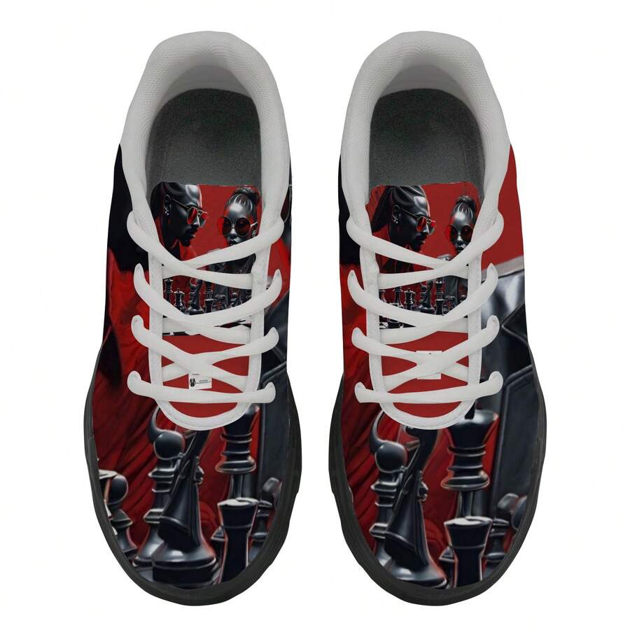 Lyra Men's Red Caricature Chunky Shoes - Red - View 1