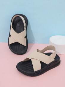 Bequeme flache Sandalen mit elastischem Riemen für Säuglinge/Kleinkinder