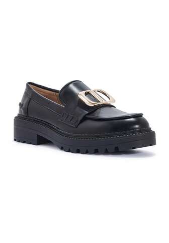 Women's Platform Loafers With Buckle Decor In Black Polyurethane - Size US 5-10 / UK 3-8 / EU 36-41 - Ladies Comfortable And Stylish Thick Sole Fashionable Slip On Footwear For Party, Wedding Or Casual All Day Wear