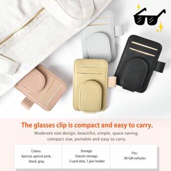 Leather Car Glasses Holder, Multi-Function Sunglasses Clip With Pen Slot, Easy Installation Stable & Lightweight Design For Eyewear Storage & Protection