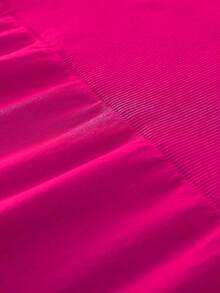 大码女式无缝高腰纯色针织运动短裤，瑜伽健身骑行短裤，舒适亲肤时尚运动服 - 玫紅色 - 查看 6