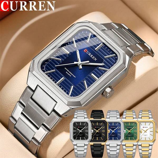 Curren Relógio Masculino CURREN, Marca de Luxo, Militar do Exército, Pulseira de Aço Inoxidável Original, À Prova d'Água, Calendário, Quartzo, Presente, 8457